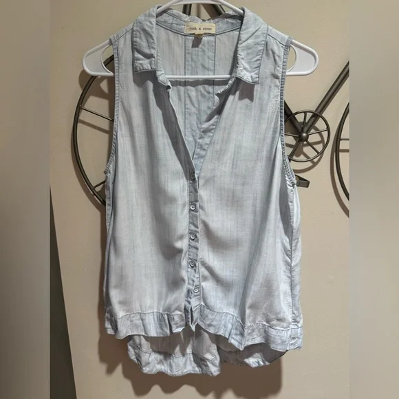 cloth & stone Light Blue Sleeveless Button-Front Blouse Size M Anthropologie - Picture 1 of 4